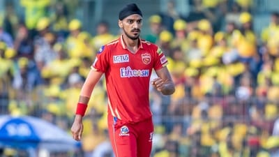 Arshdeep Singh of Punjab Kings celebrates the dismissal of Shivam Dube (AP) Arshdeep Singh of Punjab Kings celebrates the dismissal of Shivam Dube (AP)