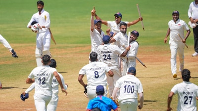 Mumbai players celebrate their Ranji Trophy win in the 2023-24 season (PTI) Mumbai players celebrate their Ranji Trophy win in the 2023-24 season (PTI)