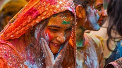 Women play with colours on the occasion of Rangbhari Ekadashi, at Balakrishna Mandir, Begum Bazar, in Hyderabad on March 20. (PTI) Women play with colours on the occasion of Rangbhari Ekadashi, at Balakrishna Mandir, Begum Bazar, in Hyderabad on March 20. (PTI)