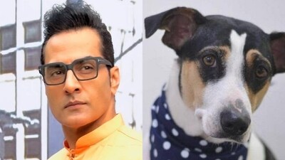 Sudhanshu Pandey and his society's dog Jai Sudhanshu Pandey and his society's dog Jai