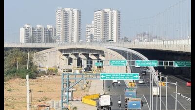 The Gurugram section of the Dwarka expressway was inaugurated by Prime Minister Narendra Modi on March 11, and the road was also connected with Delhi, allowing commuters high speed access to both the cities. (Parveen Kumar/HT Photo.) The Gurugram section of the Dwarka expressway was inaugurated by Prime Minister Narendra Modi on March 11, and the road was also connected with Delhi, allowing commuters high speed access to both the cities. (Parveen Kumar/HT Photo.)
