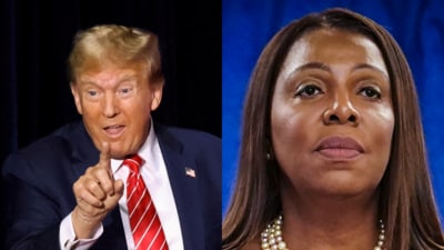 Donald Trump faces Monday's deadline for fraud bond as NYC Attorney General Letitia James threatens to seize every bit of his property. (Reuters/AP) Donald Trump faces Monday's deadline for fraud bond as NYC Attorney General Letitia James threatens to seize every bit of his property. (Reuters/AP)