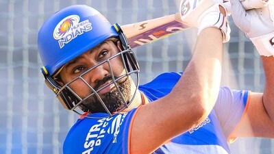 Rohit Sharma during MI's training session (X) Rohit Sharma during MI's training session (X)