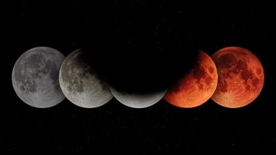 A total Lunar Eclipse or Chandra Grahan occurs when the earth comes between the sun and the moon. (hindustantimes.com) A total Lunar Eclipse or Chandra Grahan occurs when the earth comes between the sun and the moon. (hindustantimes.com)