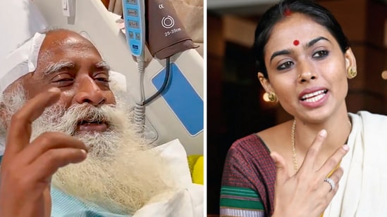 Sadhguru Jaggi Vasudev's daughter Radhe Jaggi (R) shared the health update on Instagram Stories. (PTI, Instagram/radhejaggi)