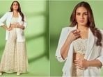 Huma Qureshi loves to dress up in chic pantsuits or Indo-Western attire and her latest look combines the two as she wears an ethnic co-ord set with a bossy blazer. The actress is a total stunner and continues to hit fashion targets like a pro. Just a day ago, she wowed her fans in a bright yellow anarkali ensemble and this time in an ethereal white look, Huma proves her fashion savvy. She is quite active on social media and her glam Insta diaries filled with fashion-forward looks are a treasure trove of style inspiration. Her latest appearance is no exception and is sure to inspire your wardrobe.&nbsp;(Instagram/@iamhumaq)