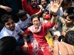 AAP leader and Delhi minister Atishi protests against CM Arvind Kejriwal’s arrest at ITO Chowk on Friday. (Sanchit Khanna/HT Photo) AAP leader and Delhi minister Atishi protests against CM Arvind Kejriwal’s arrest at ITO Chowk on Friday. (Sanchit Khanna/HT Photo)