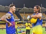 Chennai Super Kings' MS Dhoni meets Royal Challengers Bengaluru's skipper Faf du Plessis Chennai Super Kings' MS Dhoni meets Royal Challengers Bengaluru's skipper Faf du Plessis
