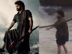 Jr NTR could be seen dressed in black as she shot at the beach