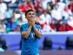 Sunil Chhetri reacts during the match.