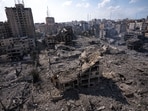 Israel-Hamas war: A view of the rubble of buildings hit by an Israeli airstrike in Gaza City 