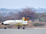 RLV Pushpak during its autonomous landing. RLV Pushpak during its autonomous landing.