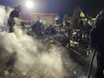 Emergency services work at the scene of a building that was damaged by a Russian drone attack in Vinnytsia, Ukraine, Emergency services work at the scene of a building that was damaged by a Russian drone attack in Vinnytsia, Ukraine,
