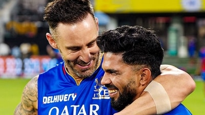 CSK skipper Ruturaj Gaikwad (R) with RCB captain Faf du Plessis on the eve of the IPL 2024 opener (CSK Twitter)