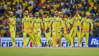 Chennai Super Kings' MS Dhoni along with players come onto the field during their match against Royal Challengers Bengaluru in the Indian Premier League (IPL) 2024 (CSK Twitter) Chennai Super Kings' MS Dhoni along with players come onto the field during their match against Royal Challengers Bengaluru in the Indian Premier League (IPL) 2024 (CSK Twitter)