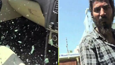 The video shows the Bengaluru commuter's car window being smashed by an angry man. (X/@TeamBHPforum) The video shows the Bengaluru commuter's car window being smashed by an angry man. (X/@TeamBHPforum)