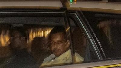 Delhi chief minister Arvind Kejriwal after his arrest by the Enforcement Directorate on Thursday in an excise policy-linked money laundering case. (PTI Photo) Delhi chief minister Arvind Kejriwal after his arrest by the Enforcement Directorate on Thursday in an excise policy-linked money laundering case. (PTI Photo)