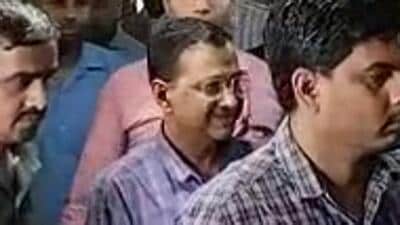 Delhi chief minster Arvind Kejriwal at Delhi’s Rouse Avenue court . (ANI)