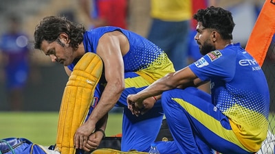 CSK captain Ruturaj Gaikwad with teammate MS Dhoni during a training session (PTI)