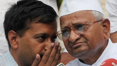 In this Sunday, June 5, 2011 photo, Arvind Kejriwal speaks to social activist Anna Hazare in New Delhi. (PTI) In this Sunday, June 5, 2011 photo, Arvind Kejriwal speaks to social activist Anna Hazare in New Delhi. (PTI)