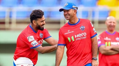 Delhi Capitals captain Rishabh Pant with head coach Ricky Ponting during a practice session (PTI) Delhi Capitals captain Rishabh Pant with head coach Ricky Ponting during a practice session (PTI)