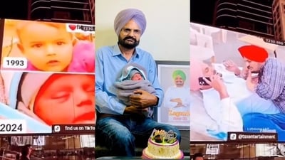 Sidhu Moosewala's father and newborn brother were featured on Times Square Sidhu Moosewala's father and newborn brother were featured on Times Square