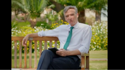Snapshot of Alex Ellis talking about his time in India. (X/@UKinIndia) Snapshot of Alex Ellis talking about his time in India. (X/@UKinIndia)