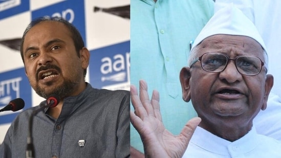 AAP leader Dilip Pandey and social activist Anna Hazare (File)