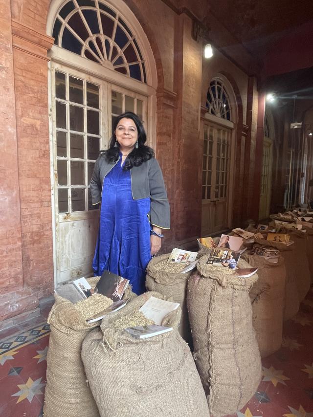 Manisha Gera Baswani with her installation ‘Postcards from the Partition’ at the Partition Museum (Shireen Quadri) Manisha Gera Baswani with her installation ‘Postcards from the Partition’ at the Partition Museum (Shireen Quadri)