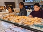 Baked and one-bite gujiya on sale at a bakery in Lucknow