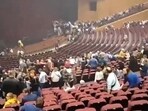 This grab taken from a UGC video shows gunmen shooting in a concert hall in Krasnogorsk, western edge of Moscow region. This grab taken from a UGC video shows gunmen shooting in a concert hall in Krasnogorsk, western edge of Moscow region.