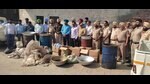 Ludhiana, India – March 23, 2024: Joint team of Excise and Jagraon police conduct raid in Sidhwan Bet village and also seize 21500 ltr Lahan, 200 bottles of illicit liquor and drums, utensils in Ludhiana on Saturday, March 23, 2024. (Photo Hindustan Times) (HT Photo)