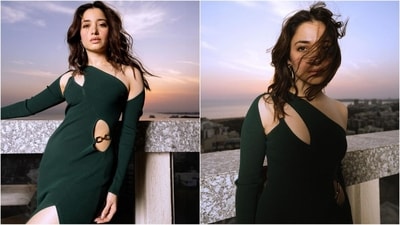 Tamannaah Bhatia is a total stunner who continues to hit fashion targets like a pro. Just a day ago, the diva wowed her fans in an electric blue ensemble and this time she turned heads in a teal green cut-out dress. The actress is quite active on social media and her glamorous Insta-diaries filled with stylish looks are a treasure trove of style inspiration for all her followers. With her incredible fashion sense and undeniable beauty, she has her fans swooning and us unable to look away. Her latest look oozing chic vibes is no exception and is sure to leave you in awe. (Instagram/@tamannaahspeaks) Tamannaah Bhatia is a total stunner who continues to hit fashion targets like a pro. Just a day ago, the diva wowed her fans in an electric blue ensemble and this time she turned heads in a teal green cut-out dress. The actress is quite active on social media and her glamorous Insta-diaries filled with stylish looks are a treasure trove of style inspiration for all her followers. With her incredible fashion sense and undeniable beauty, she has her fans swooning and us unable to look away. Her latest look oozing chic vibes is no exception and is sure to leave you in awe. (Instagram/@tamannaahspeaks)