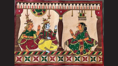 An art work from the Gangavane family collection. Some of the paintings date back 350 years. An art work from the Gangavane family collection. Some of the paintings date back 350 years.