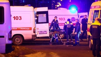 At least 60 people were killed and more than 140 wounded when gunmen opened fire with automatic weapons on concertgoers near Moscow on Friday, one of the deadliest attacks in Russia in decades. (AP) At least 60 people were killed and more than 140 wounded when gunmen opened fire with automatic weapons on concertgoers near Moscow on Friday, one of the deadliest attacks in Russia in decades. (AP)