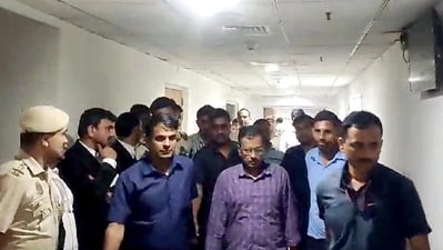 Delhi Chief Minister Arvind Kejriwal at Rouse Avenue Court in New Delhi on Friday. (ANI) Delhi Chief Minister Arvind Kejriwal at Rouse Avenue Court in New Delhi on Friday. (ANI)