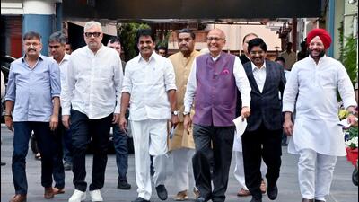 INDIA bloc leaders comes out after meeting the Election Commission of India in Delhi on Friday. (ANI) INDIA bloc leaders comes out after meeting the Election Commission of India in Delhi on Friday. (ANI)