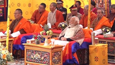 During his visit, PM Narendra Modi announced a substantial assistance package of 10,000 crores for Bhutan's 13th five-year plan, further solidifying the bond between the two countries. (PTI) During his visit, PM Narendra Modi announced a substantial assistance package of 10,000 crores for Bhutan's 13th five-year plan, further solidifying the bond between the two countries. (PTI)