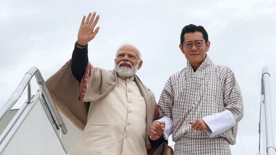 Prime Minister Narendra Modi concluded his two-day visit to Bhutan and emplaned for New Delhi on Saturday morning. (PTI) Prime Minister Narendra Modi concluded his two-day visit to Bhutan and emplaned for New Delhi on Saturday morning. (PTI)