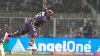 Russell contributed with the ball as well taking the wicket of SRH opener Abhishek Sharma who scored 32 in 19 balls and then Abdul Samad in the 17th over.&nbsp; (PTI)