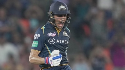 Shubman Gill in action for GT. (PTI) Shubman Gill in action for GT. (PTI)