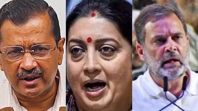 Delhi chief minister Arvind Kejriwal, Union minister Smriti Irani and Congress MP Rahul Gandhi Delhi chief minister Arvind Kejriwal, Union minister Smriti Irani and Congress MP Rahul Gandhi