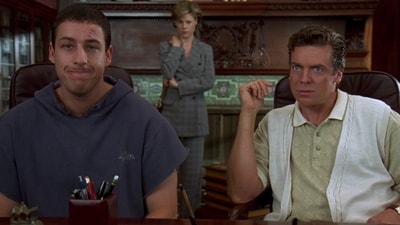 Adam Sandler, Julie Bowen and Christopher McDonald in the 1996 sports comedy Happy Gilmore. Adam Sandler, Julie Bowen and Christopher McDonald in the 1996 sports comedy Happy Gilmore.