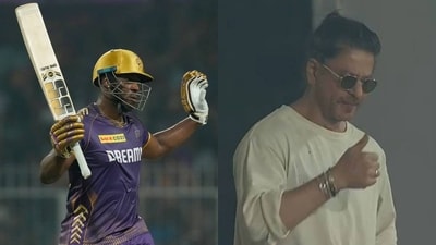 Andre Russell hit seven sixes in his unbeaten knock against SRH Andre Russell hit seven sixes in his unbeaten knock against SRH