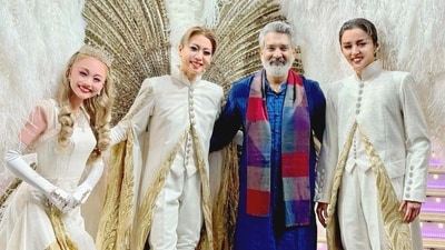 SS Rajamouli with actors in Japan. SS Rajamouli with actors in Japan.