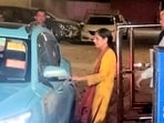 New Delhi: Sunita Kejriwal, wife of Delhi chief minister Arvind Kejriwal, leaves from ED office. (PTI)