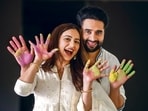 Actor Rakul Preet Singh and producer Jackky Bhagnani pose exclusively for HT City on the occasion of Holi.