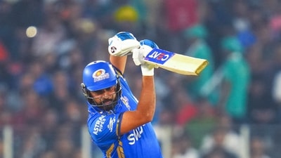 MI had lost two early wickets but Rohit Sharma and Dewald Brevis put them on top. Rohit missed out on a half-century, falling to Sai Kishore on 43 off 29 and the partnership between him and Brevis ended on 77 off 55. (ANI) MI had lost two early wickets but Rohit Sharma and Dewald Brevis put them on top. Rohit missed out on a half-century, falling to Sai Kishore on 43 off 29 and the partnership between him and Brevis ended on 77 off 55. (ANI)