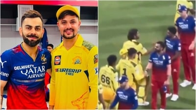 Sameer Rizi poses with Virat Kohli (L); shakes his hand during post-match plesanatries (Instagram/X)