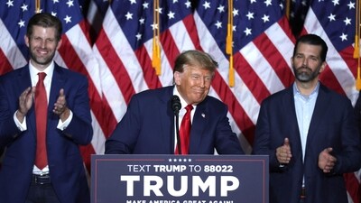 Eric Trump said top insurance executives laughed when he approached for $454 million in bond money for his father. (Getty Images via AFP) Eric Trump said top insurance executives laughed when he approached for $454 million in bond money for his father. (Getty Images via AFP)
